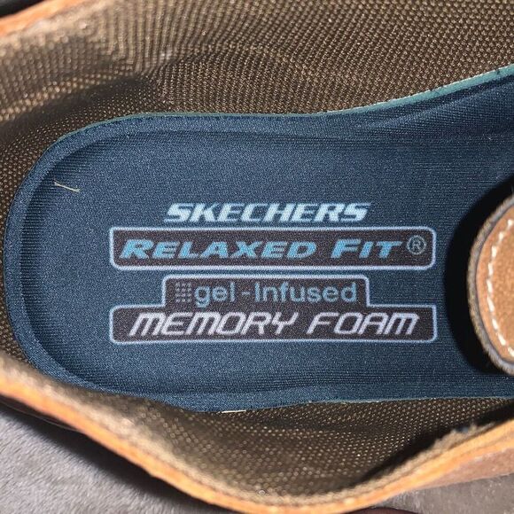 Skechers Mens Size 11.5 Relaxed Fit Gel Infused Memory Foam Leather Shoes Brown - Picture 7 of 8
